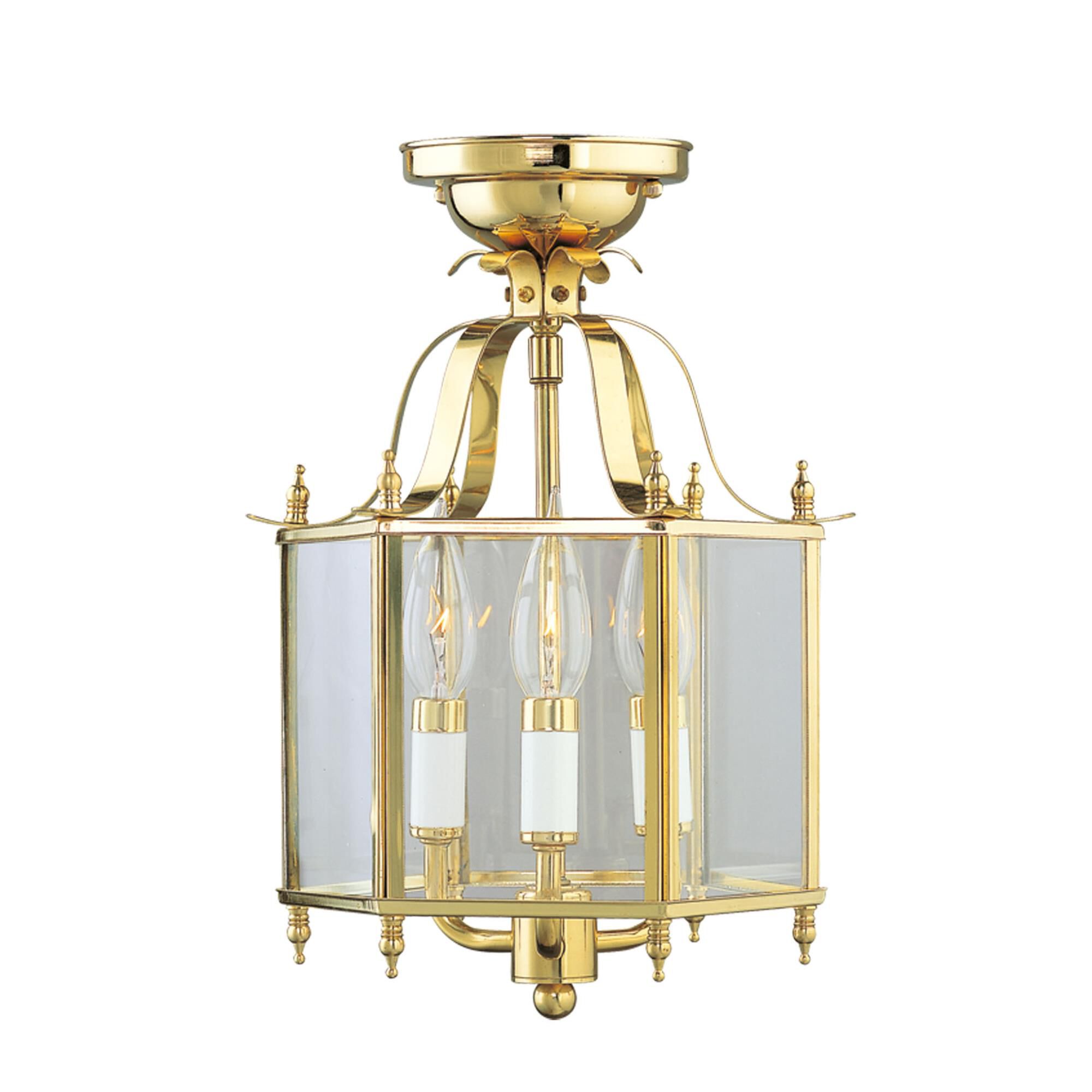 Shown in Polished Brass finish and Clear Beveled glass